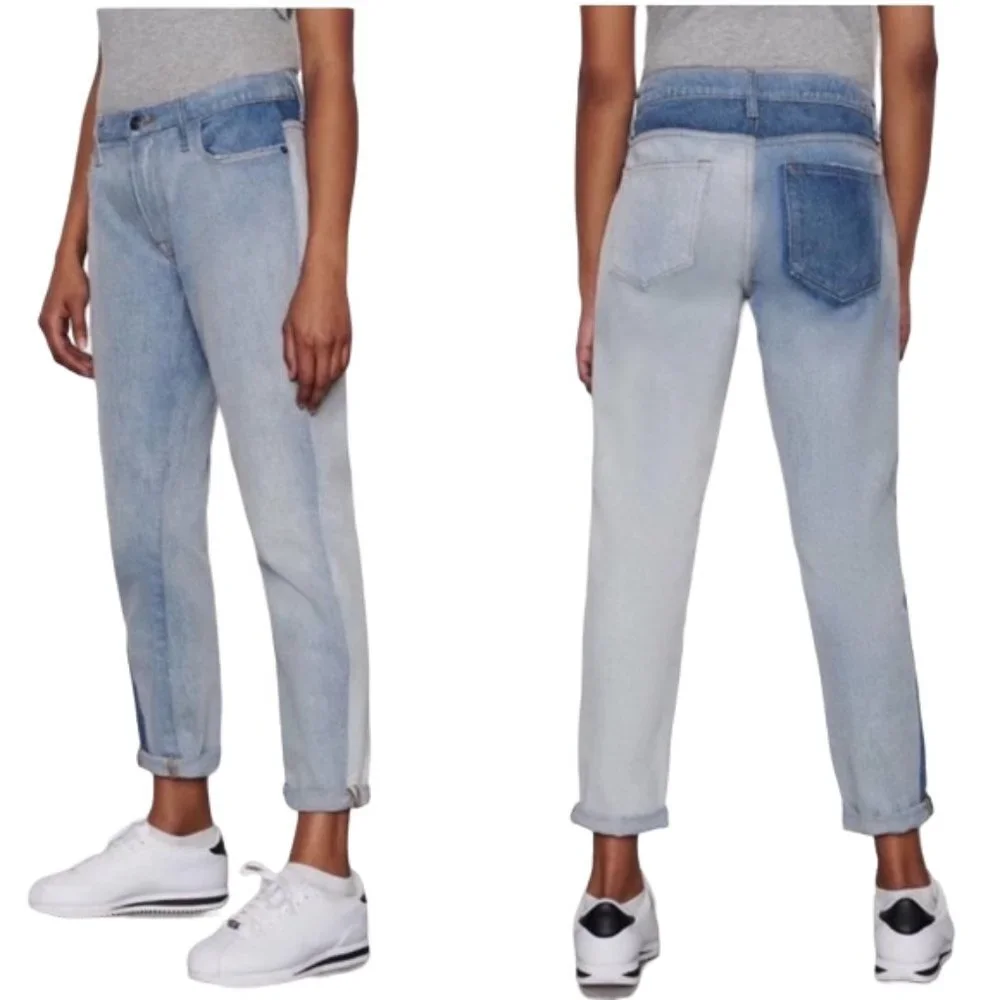 Frame Dinsmore Le Garcon Mix Media Blue Fade  Denim Mid Rise Straight